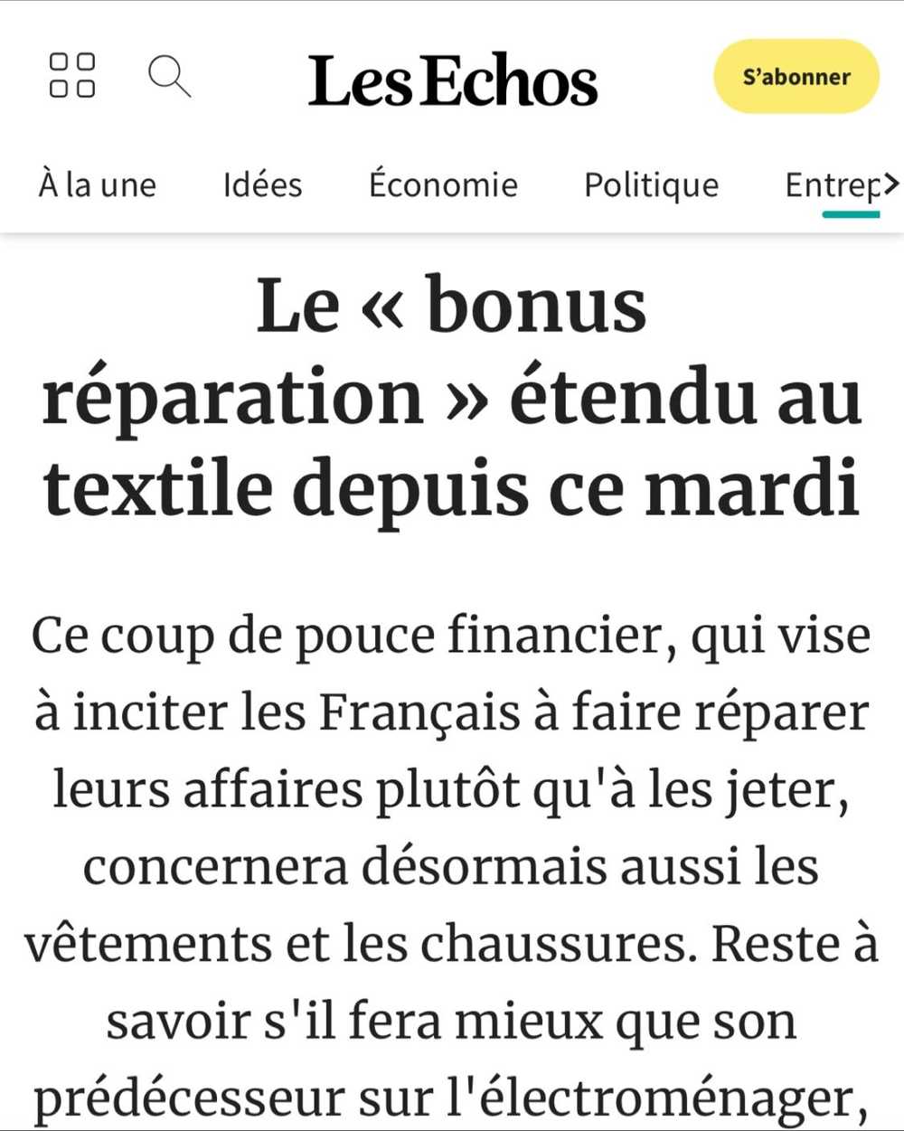 fonctionnement du nouveau Bonus Réparation pour les textiles et chaussures