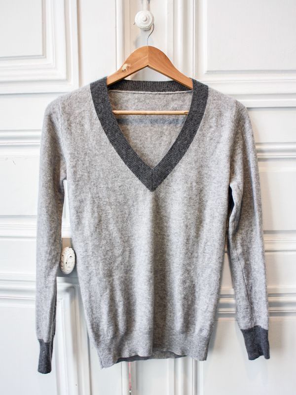 Pull en maille avant upcycling