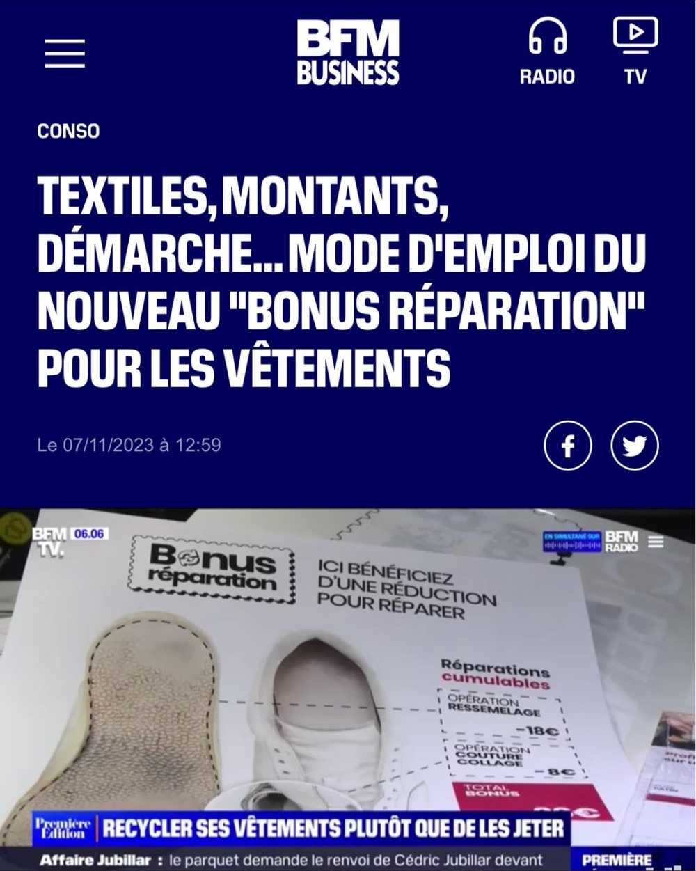 fonctionnement du nouveau Bonus Réparation pour les textiles et chaussures